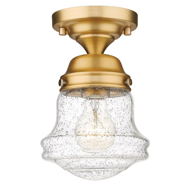 Z-Lite Vaughn 1 Light Flush Mount, Heritage Brass And Clear Seedy 736F1-HBR - main